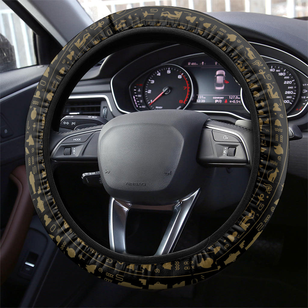 Egypt Was Sceptre Steering Wheel Cover Gold Pharaoh Patterns