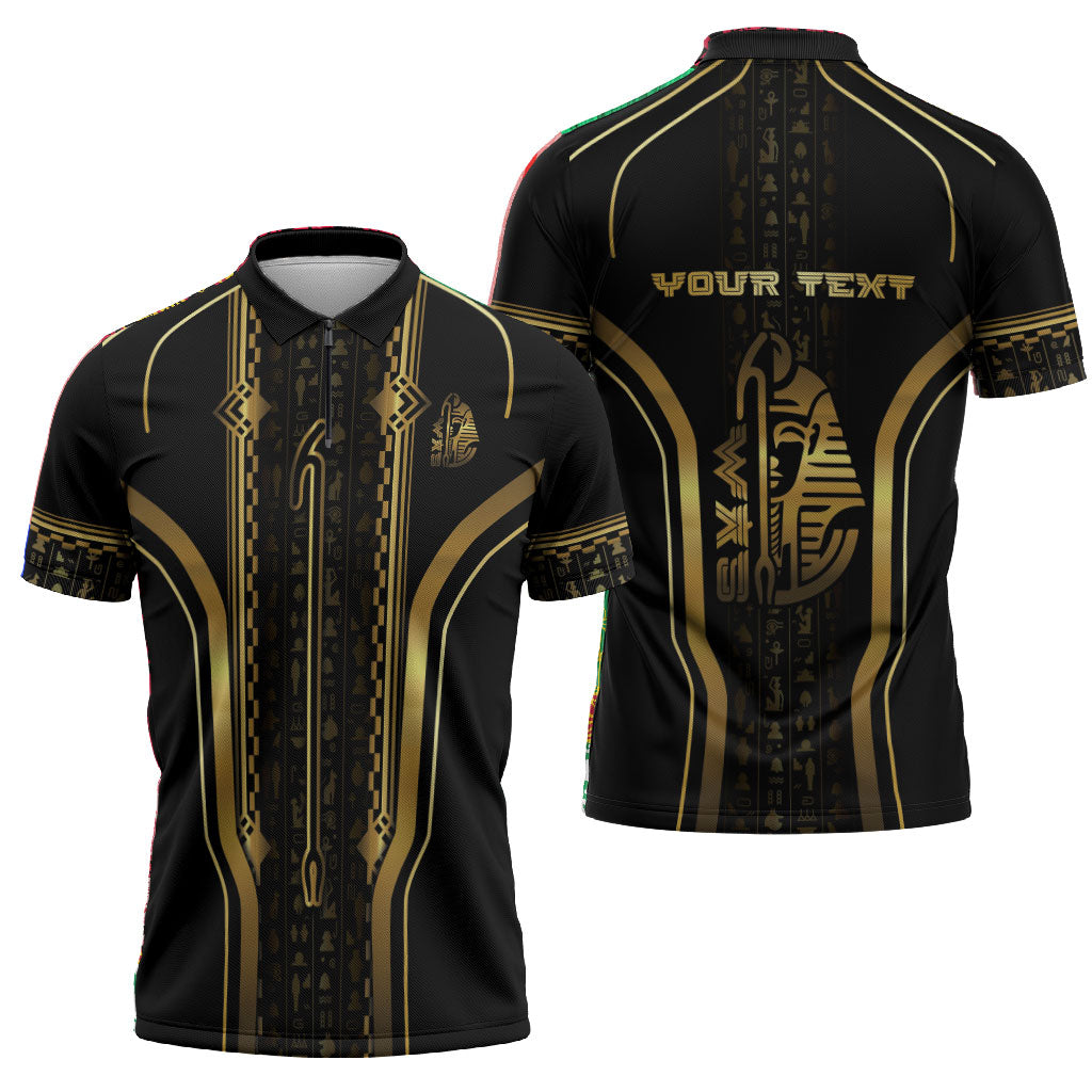 Personalized Egypt Was Sceptre Zipper Polo Shirt Gold Pharaoh Patterns
