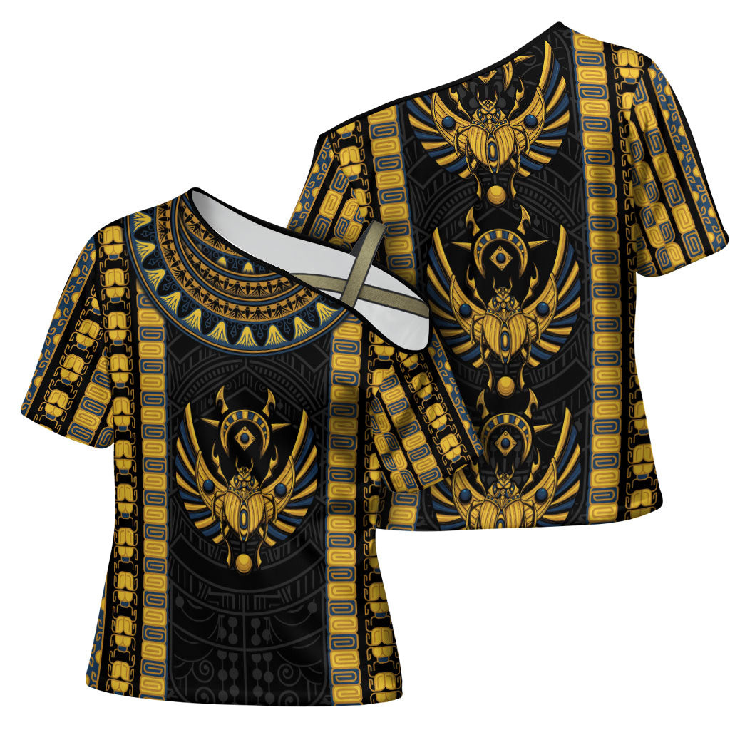 Egypt The Scarab Beetle Cross Shoulder Shirt Winged Solar Amulet Symbol
