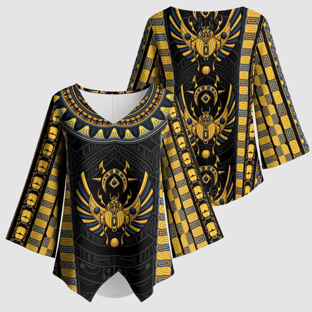 Egypt The Scarab Beetle Kimono Sleeve Blouse Winged Solar Amulet Symbol