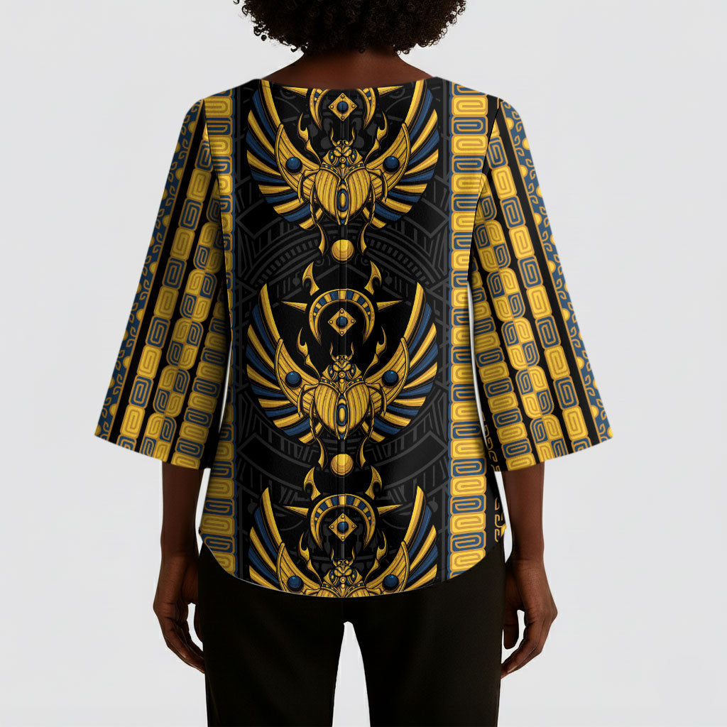 Egypt The Scarab Beetle Kimono Sleeve Blouse Winged Solar Amulet Symbol