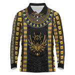 Egypt The Scarab Beetle Long Sleeve Polo Shirt Winged Solar Amulet Symbol