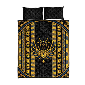 Egypt The Scarab Beetle Quilt Bed Set Winged Solar Amulet Symbol