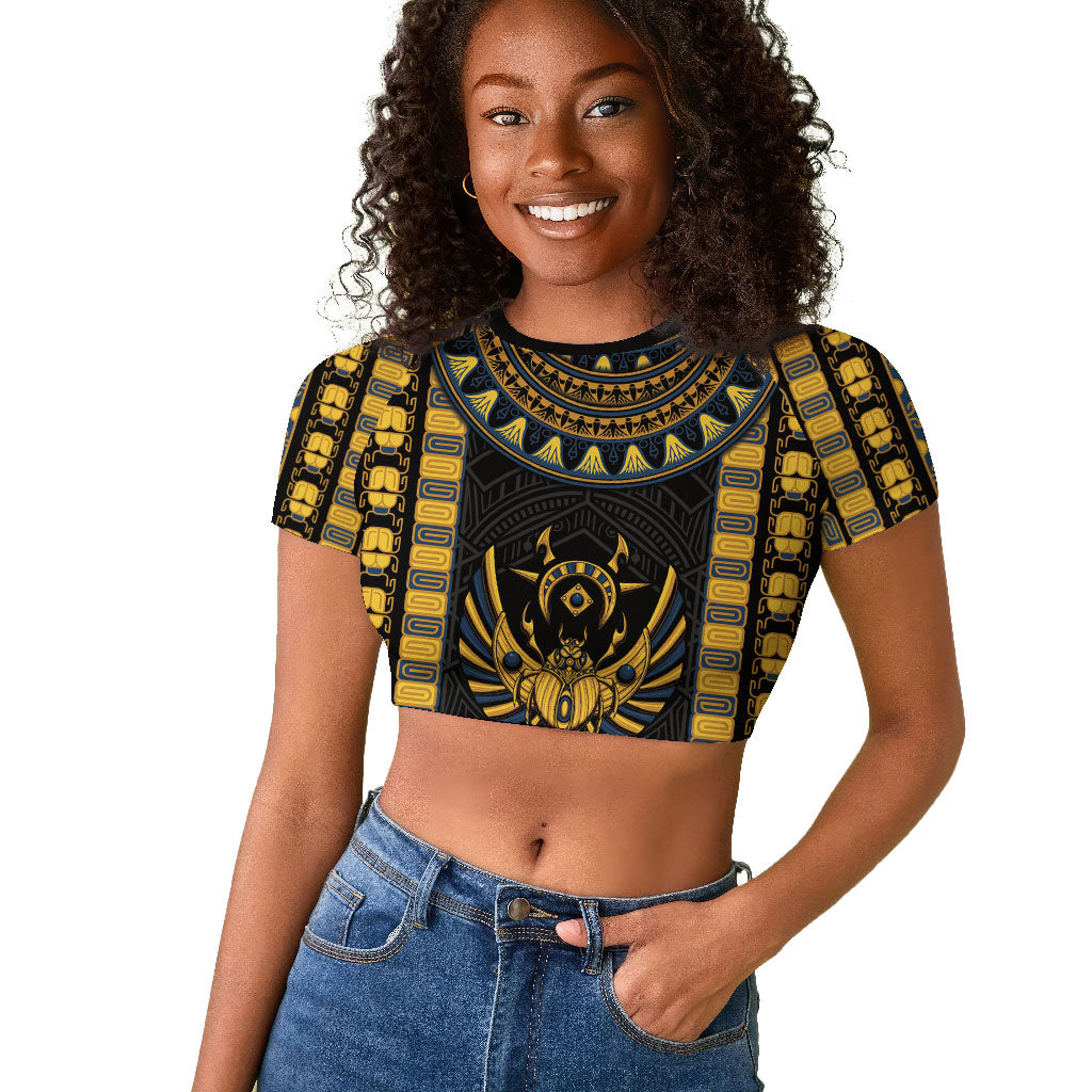 Egypt The Scarab Beetle Raglan Cropped T shirt Winged Solar Amulet Symbol
