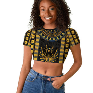 Egypt The Scarab Beetle Raglan Cropped T shirt Winged Solar Amulet Symbol