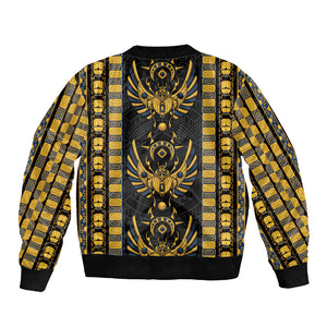 Egypt The Scarab Beetle Sleeve Zip Bomber Jacket Winged Solar Amulet Symbol