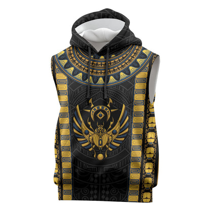 Egypt The Scarab Beetle Sleeveless Hoodie Winged Solar Amulet Symbol