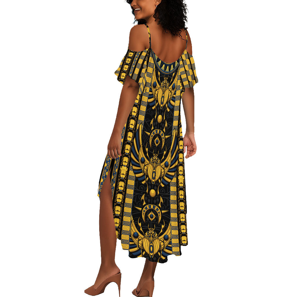 Egypt The Scarab Beetle Summer Maxi Dress Winged Solar Amulet Symbol
