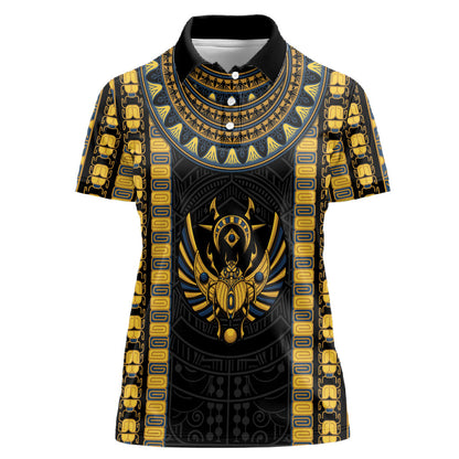 Egypt The Scarab Beetle Women Polo Shirt Winged Solar Amulet Symbol