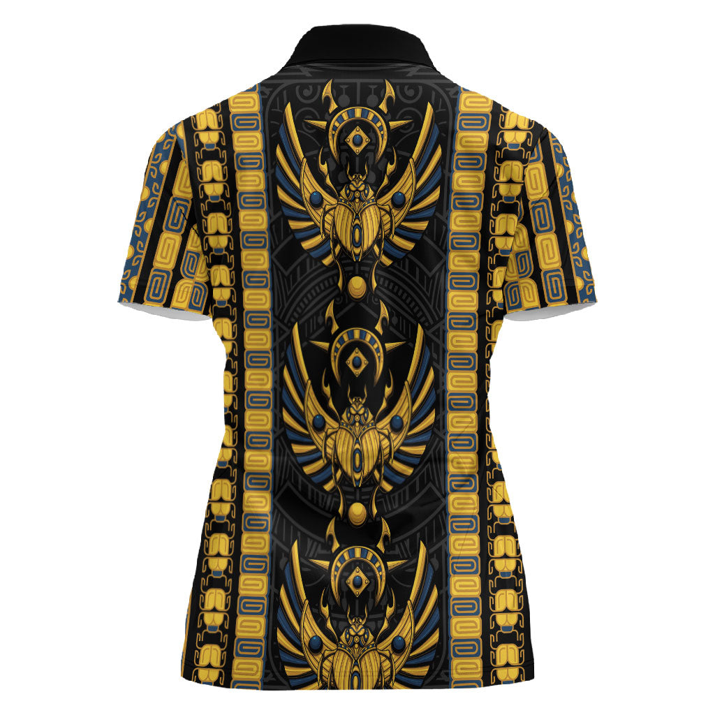 Egypt The Scarab Beetle Women Polo Shirt Winged Solar Amulet Symbol