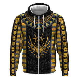 Egypt The Scarab Beetle Zip Hoodie Winged Solar Amulet Symbol