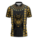 Egypt The Scarab Beetle Zipper Polo Shirt Winged Solar Amulet Symbol