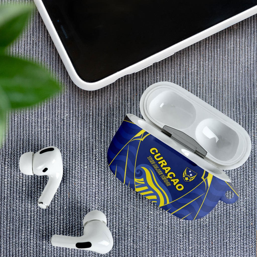 Curacao Football AirPods Case Blue Wave Geometric Caribbean Sports Motif