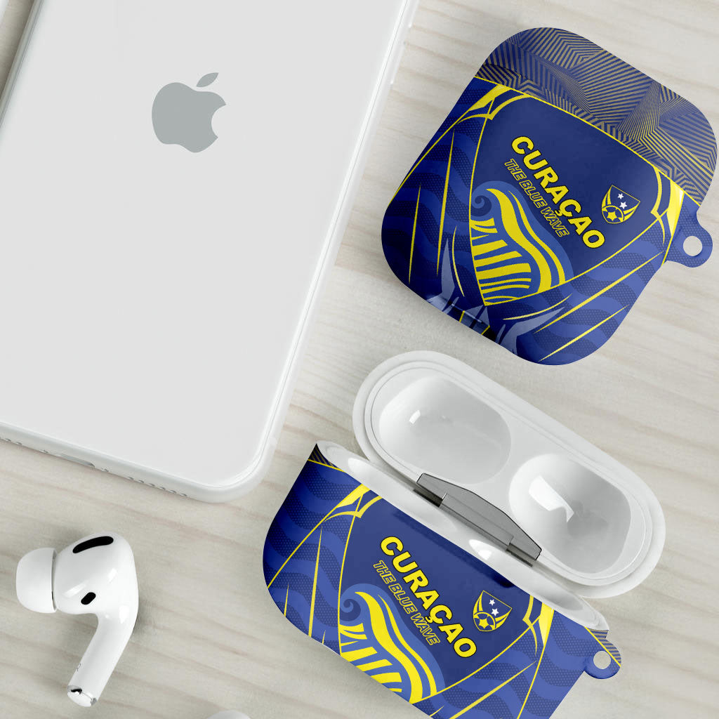 Curacao Football AirPods Case Blue Wave Geometric Caribbean Sports Motif