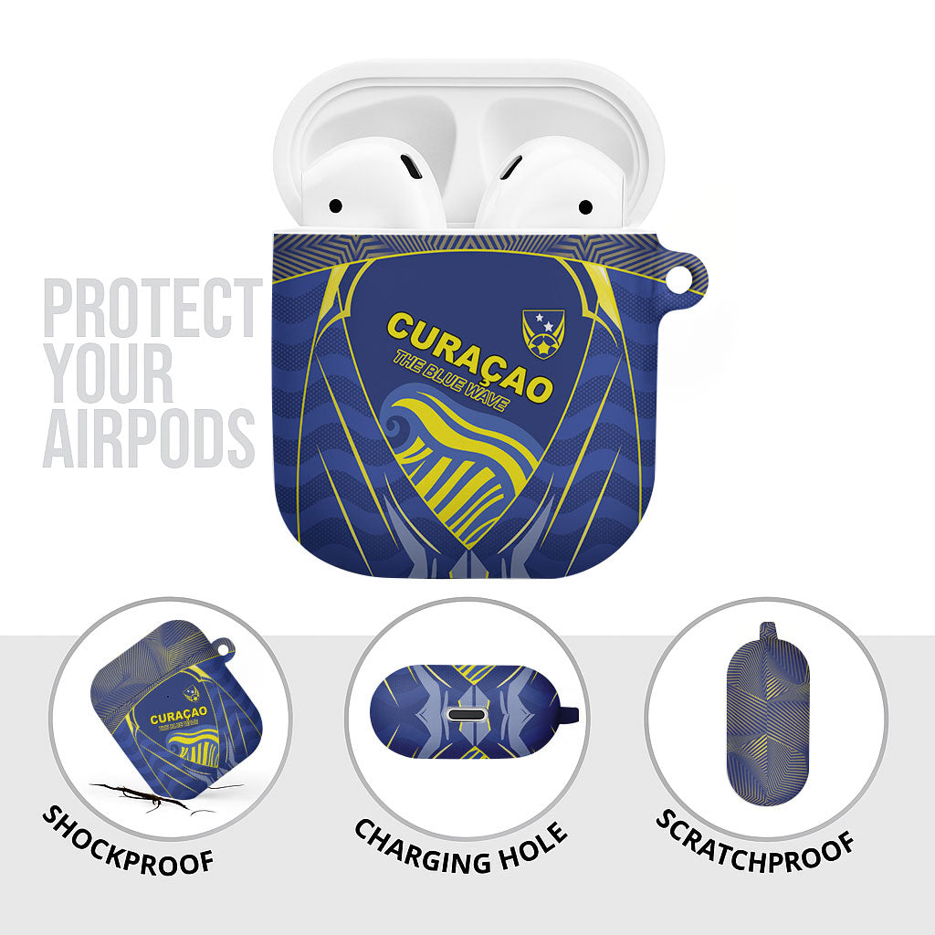 Curacao Football AirPods Case Blue Wave Geometric Caribbean Sports Motif