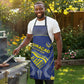 Curacao Football Apron Blue Wave Geometric Caribbean Sports Motif