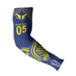 Custom Curacao Football Arm Sleeves Blue Wave Geometric Caribbean Sports Motif