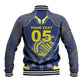 Custom Curacao Football Baseball Jacket Blue Wave Geometric Caribbean Sports Motif