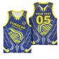 Custom Curacao Football Basketball Jersey Blue Wave Geometric Caribbean Sports Motif