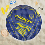 Curacao Football Beach Blanket Blue Wave Geometric Caribbean Sports Motif