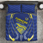 Curacao Football Bedding Set Blue Wave Geometric Caribbean Sports Motif