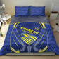 Curacao Football Bedding Set Blue Wave Geometric Caribbean Sports Motif