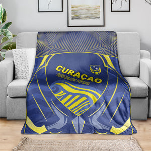 Curacao Football Blanket Blue Wave Geometric Caribbean Sports Motif