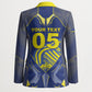 Custom Curacao Football Blazer Blue Wave Geometric Caribbean Sports Motif