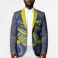 Custom Curacao Football Blazer Blue Wave Geometric Caribbean Sports Motif