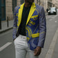 Custom Curacao Football Blazer Blue Wave Geometric Caribbean Sports Motif