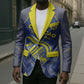 Custom Curacao Football Blazer Blue Wave Geometric Caribbean Sports Motif