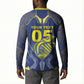 Custom Curacao Football Button Sweatshirt Blue Wave Geometric Caribbean Sports Motif