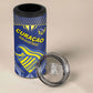 Custom Curacao Football 4 in 1 Can Cooler Tumbler Blue Wave Geometric Caribbean Sports Motif