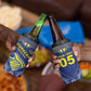 Custom Curacao Football 4 in 1 Can Cooler Tumbler Blue Wave Geometric Caribbean Sports Motif