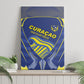 Curacao Football Canvas Wall Art Blue Wave Geometric Caribbean Sports Motif