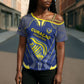 Custom Curacao Football Cross Shoulder Shirt Blue Wave Geometric Caribbean Sports Motif