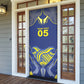 Custom Curacao Football Door Cover Blue Wave Geometric Caribbean Sports Motif