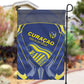 Curacao Football Garden Flag Blue Wave Geometric Caribbean Sports Motif