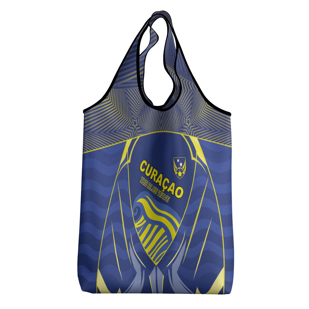 Curacao Football Grocery Bag Blue Wave Geometric Caribbean Sports Motif