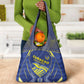 Curacao Football Grocery Bag Blue Wave Geometric Caribbean Sports Motif