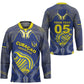 Custom Curacao Football Hockey Jersey Blue Wave Geometric Caribbean Sports Motif