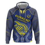 Custom Curacao Football Hoodie Blue Wave Geometric Caribbean Sports Motif