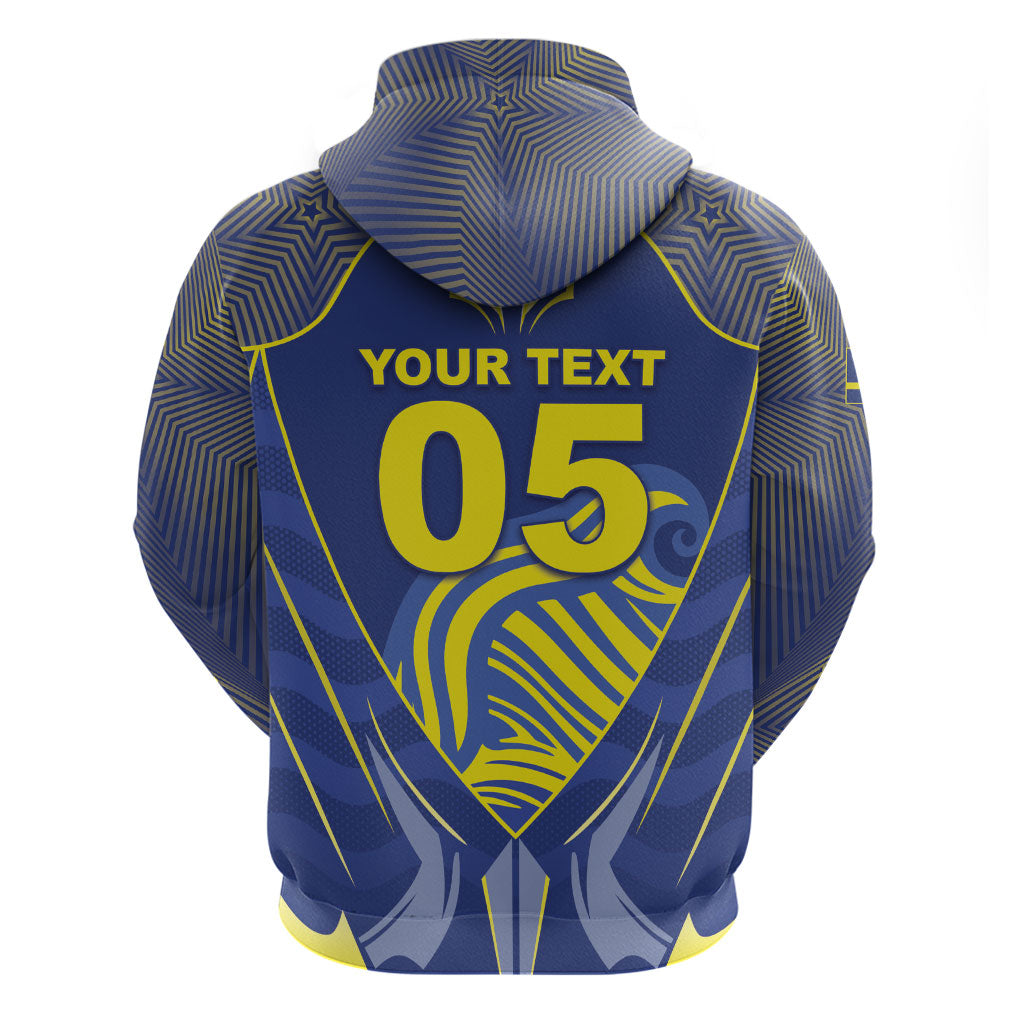 Custom Curacao Football Hoodie Blue Wave Geometric Caribbean Sports Motif