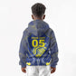 Custom Curacao Football Kid Hoodie Blue Wave Geometric Caribbean Sports Motif