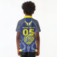 Custom Curacao Football Kid Polo Shirt Blue Wave Geometric Caribbean Sports Motif