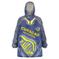 Custom Curacao Football Kid Wearable Blanket Hoodie Blue Wave Geometric Caribbean Sports Motif