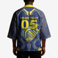 Custom Curacao Football Kimono Blue Wave Geometric Caribbean Sports Motif