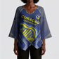 Custom Curacao Football Kimono Sleeve Blouse Blue Wave Geometric Caribbean Sports Motif