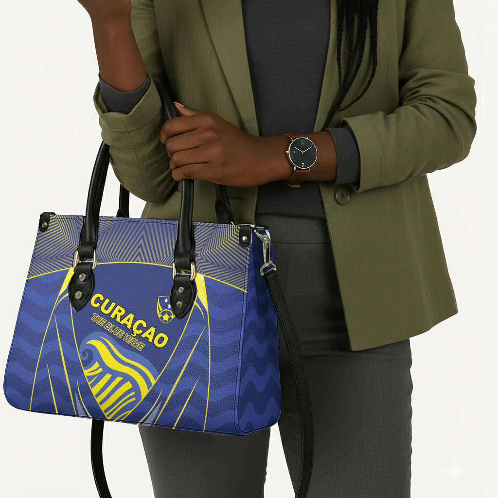 Curacao Football Leather Bag Blue Wave Geometric Caribbean Sports Motif