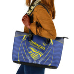 Curacao Football Leather Tote Bag Blue Wave Geometric Caribbean Sports Motif